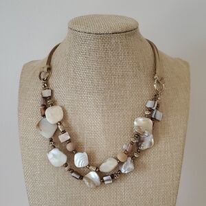 Elegant Shell and Wood Beaded Necklace